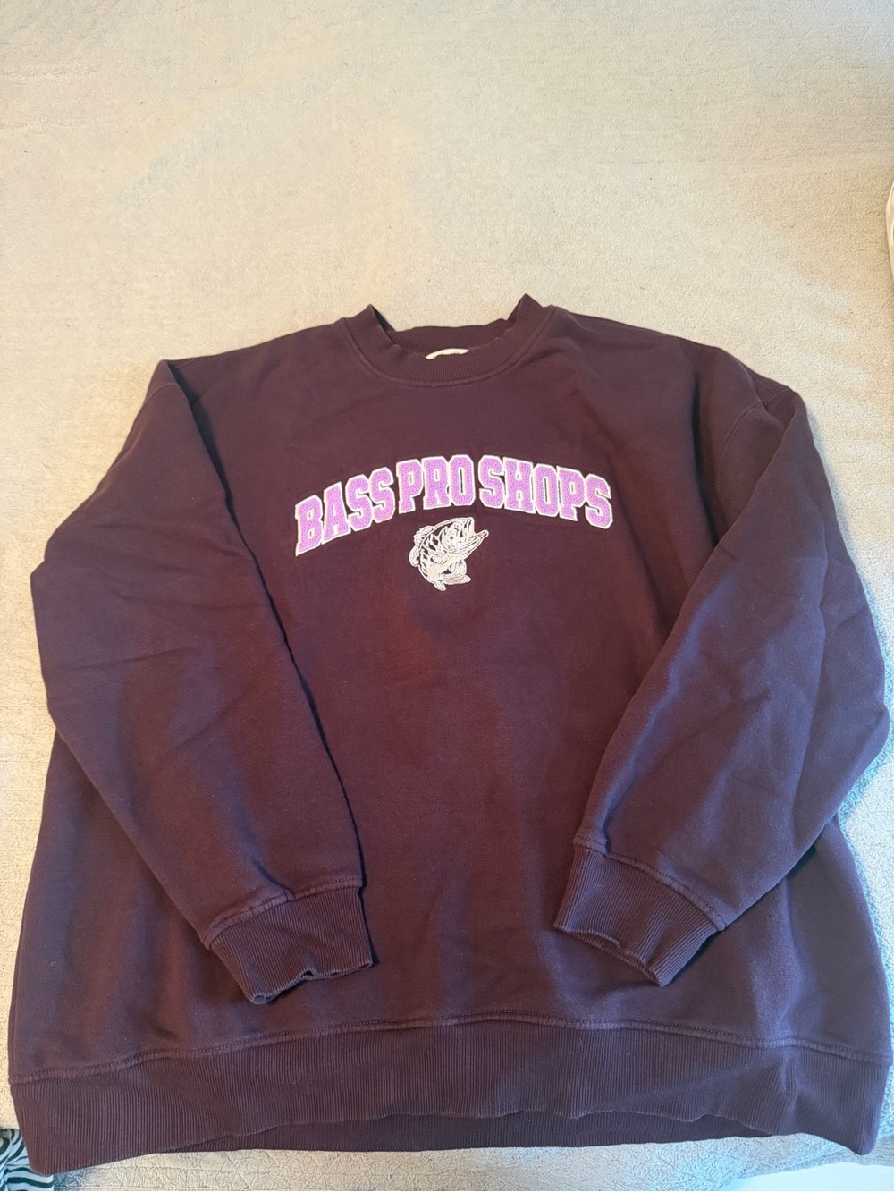 Bass Pro Shops Deep Maroon Crewneck Sweatshirt with Logo
